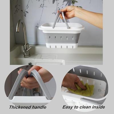 Plastic Bath Caddy with Handle,Portable Folding Perforated,Travel Bathroom Organizer for Bedroom,Bathroom,Shower,Dorm Room,Camping and RV Use
