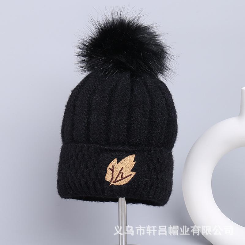 Hairball Hat Women's Winter Plush Cute Versatile Autumn and Winter Warm Thickened Fashion Foreign Style Knitted Wool Hat