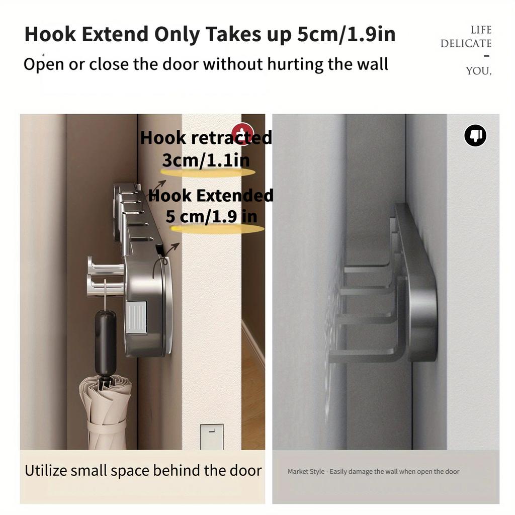 Kraftvoller Vakuumsaugnapf-Hakenständer mit versteckten Haken, einfache Installation, kein Bohren & spurloses Entfernen, faltbarer Kunststoff-Organizer