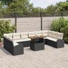 VidaXL Ensemble de salle à manger de jardin 11 pièces avec coussins en rotin poly noir acacia 3349634