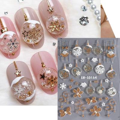 Weihnachten 5D Schneeflocken Nail Art Aufkleber Schneeflocken Nagel Aufkleber Selbstklebende Slider Weihnachten Maniküre Dekoration