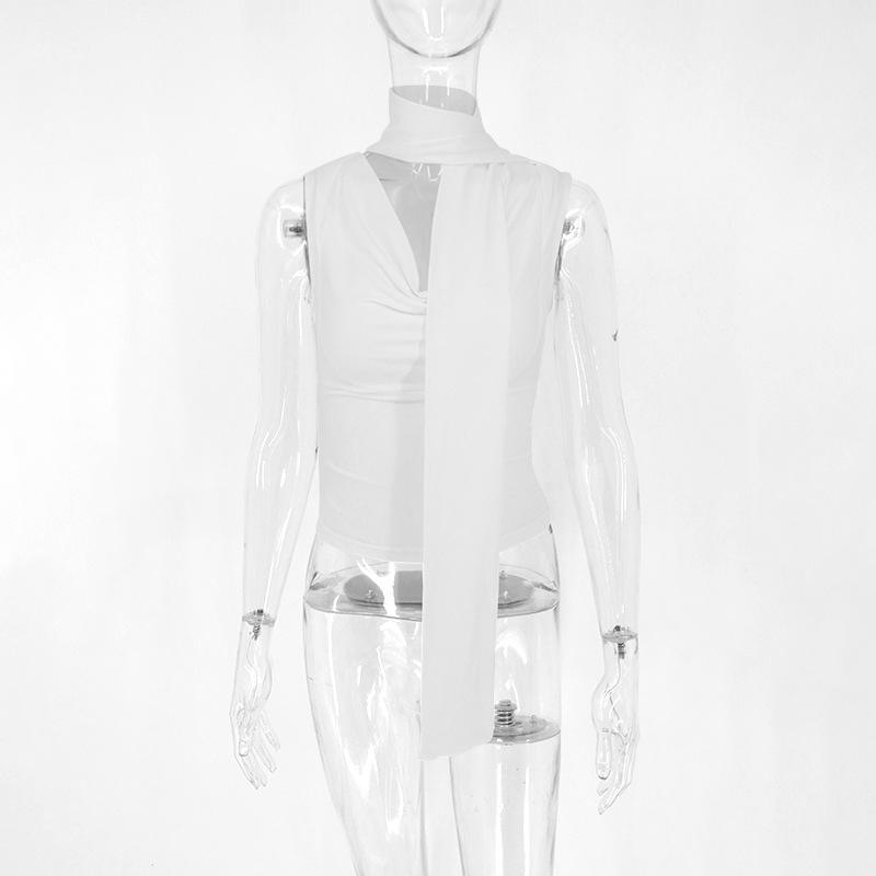 Maiou Solid Vară Nou Femei Sexy Fără Mâneci Decolteu în V Doamnă Top Modă Bandaj Streetwear Casual Slim Maiou Elegant Tricotat