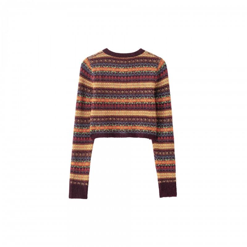 Vintage Style Casual Knit Cardigan Long Sleeve Round Neck Streetwear Top