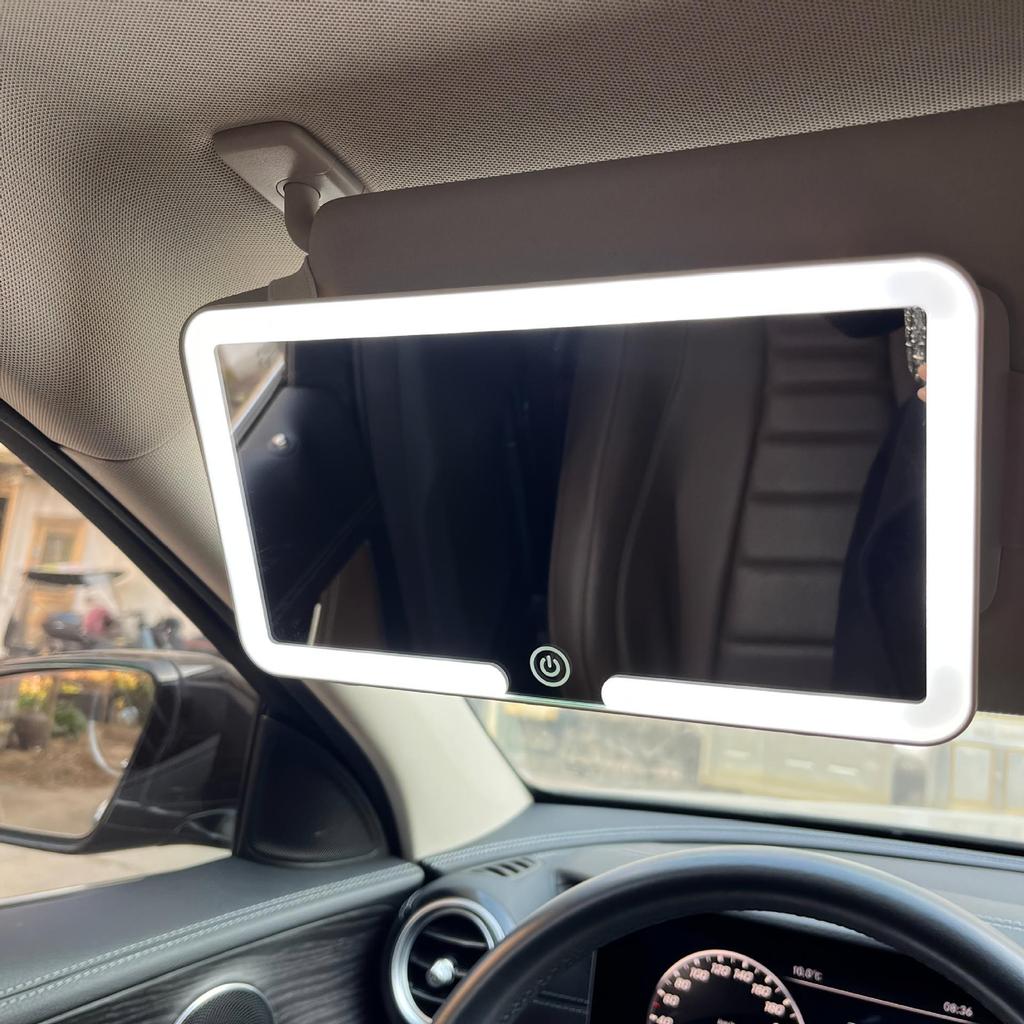 LED Sun Visor Vanity Mirror with Shatterproof HD Lighting