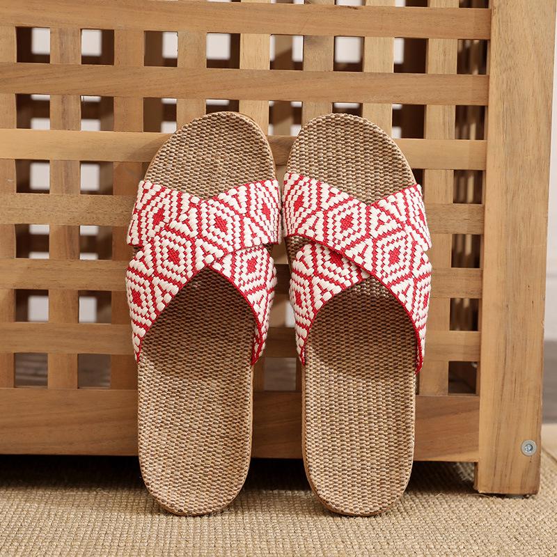 Breathable Linen Slippers with Thick Sole for Men and Women - Non-Slip, Odor Prevention, Ideal for Summer Indoors