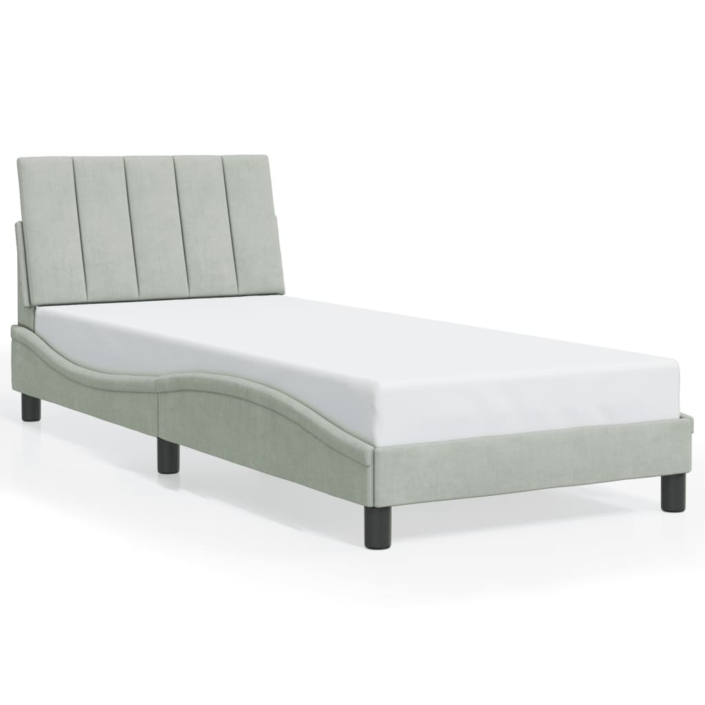 Vidaxl Bed Frame With LED Lighting, Light Gray, 80X200 Cm, Velvet