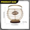 Coffee Capsule Holder, Basket, Iron Wire, Wooden Base, Fruit Storage