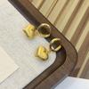 Gold Love Brushed Ear Buckle Temperament Simple and Versatile Design Sense Earrings Light Luxury Fashion Earrings Niche High Sense