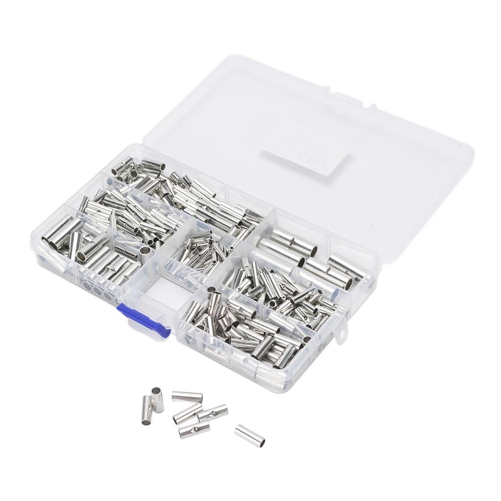 380PCS Non Insulated Butt Connectors Tinned Copper Uninsulated Wire Butt Splice Connectors for 26