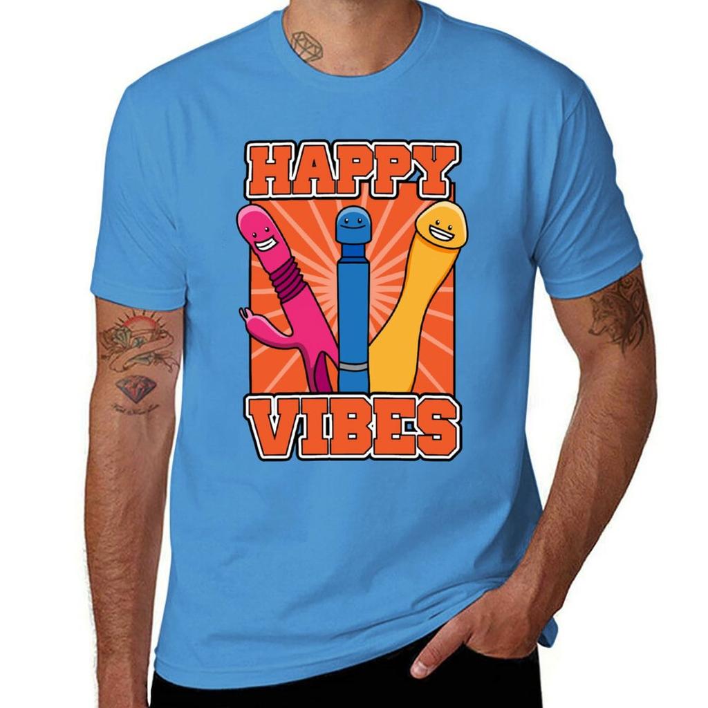 Happy Vibes Vibrator Dildo T-Shirt Blacks Animal Prinfor Boys Boys Whites Black T-shirts for Men