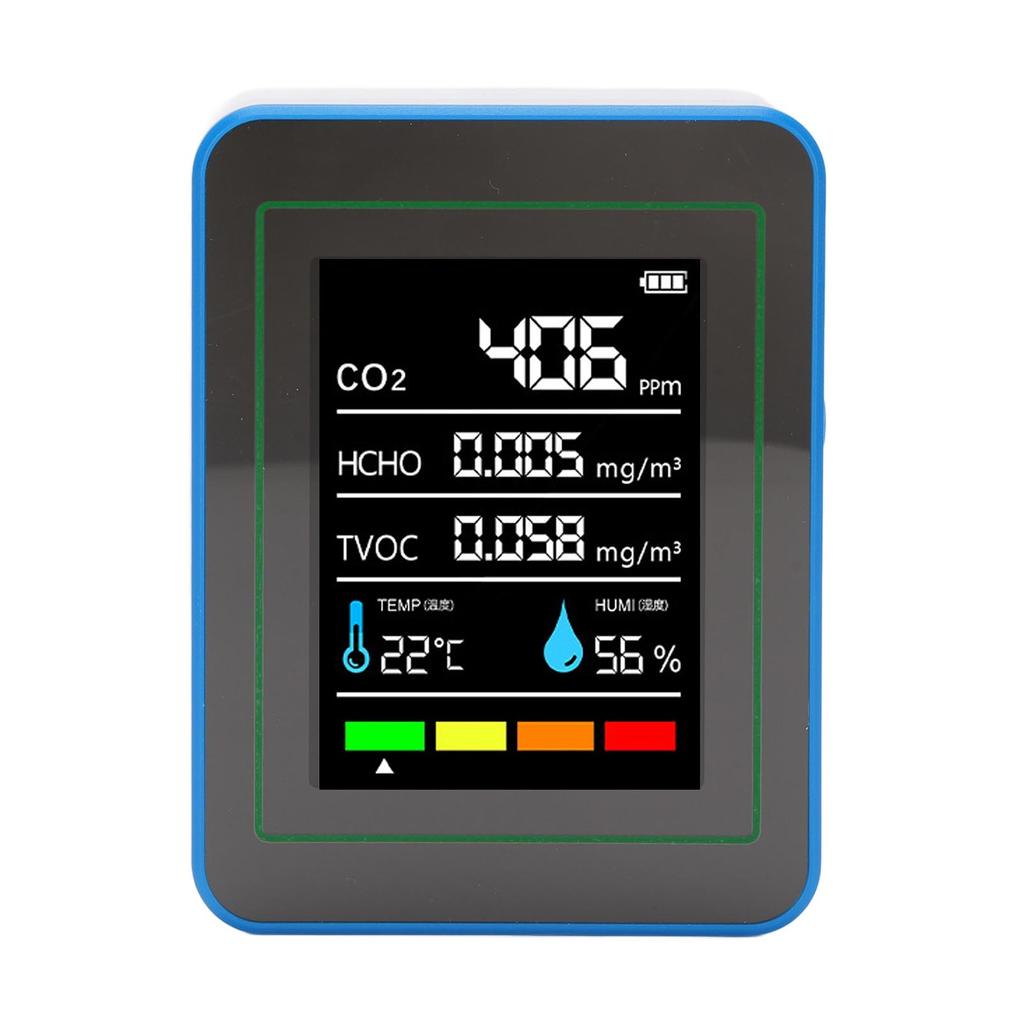 Air Quality Detector 5 In 1 CO2 TVOC HCHO Temperature Humidity Detection Portable Rechargeable Air