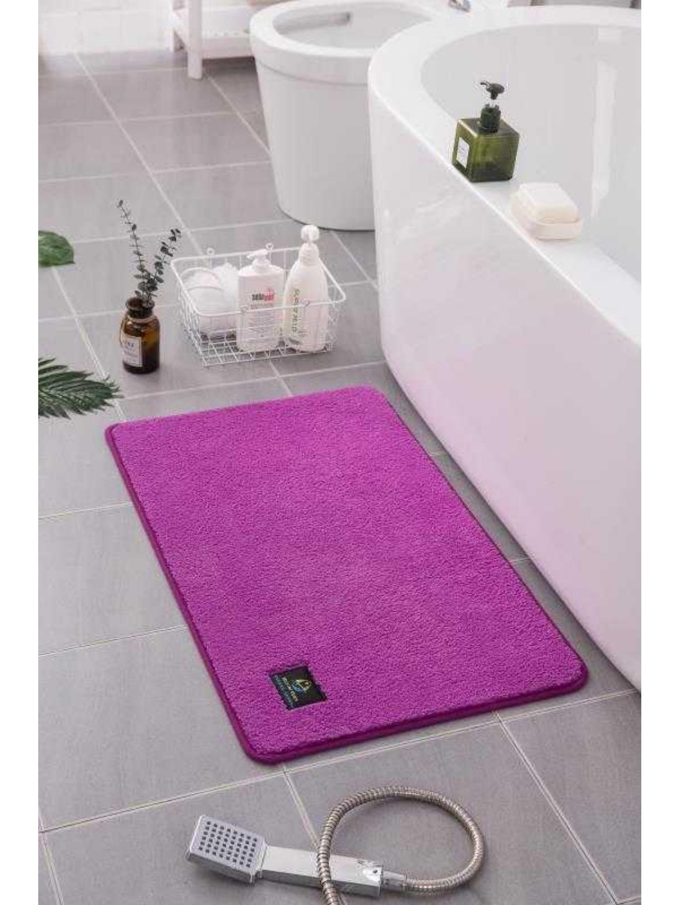 

Коралловый флисовый тисненый коврик для ванной комнаты из кашемира, нескользящие ковры для ванной, коврик для ванной, коврик для двери в душевую кабину, пена с эффектом памяти, 3D-подложка 600mm*900mm фиолетовый