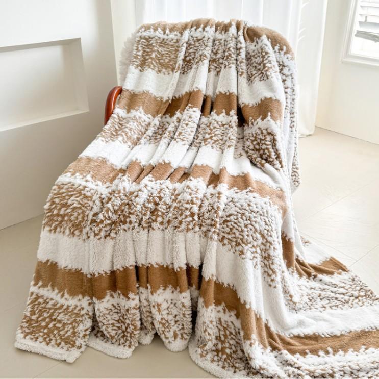 1pcs Soft Cozy Throw Blanket Warm Flannel for Sofa Office Shawl Bedroom Camping Travel with Dual Color Jacquard Cover Blankets Air Conditioning Quilt