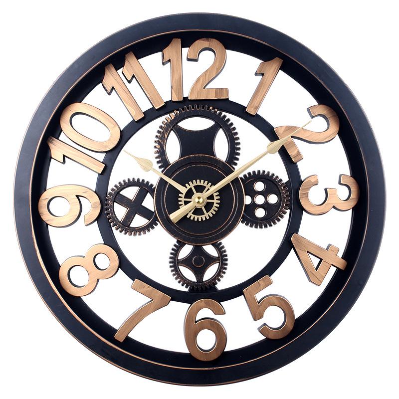 Retro 40cm Gear Clock E-commerce Wall Watch Hanging Creative Roman Decorative Wall Clock