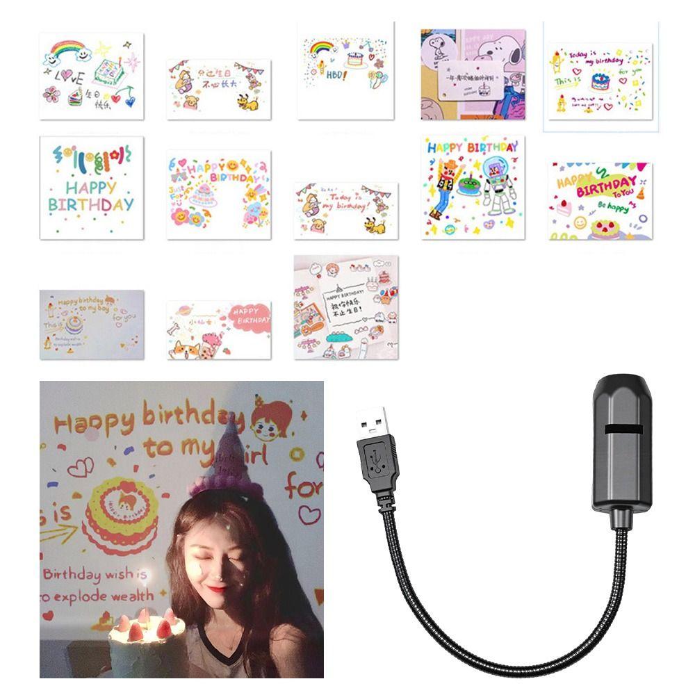 Happy Birthday Theme LED Projection Lamp LED Atmosphere Light Projector  Night Light