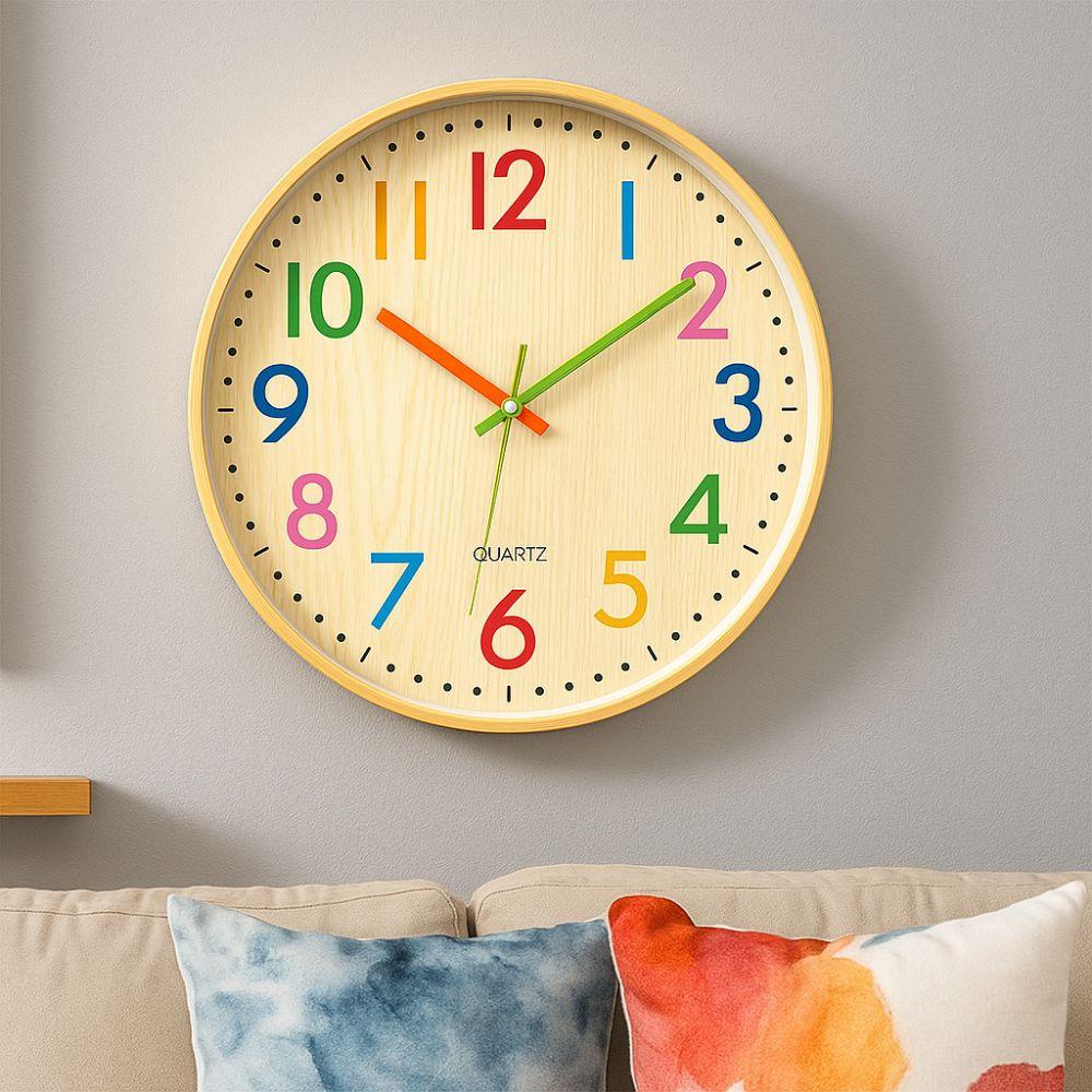 12 Inch Numeral Wall Clock Colorful Children Clock Silent Electronic Clock  Home Office Decors
