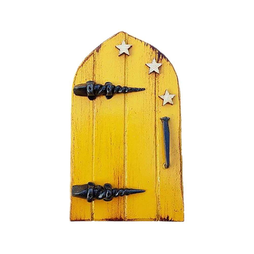 Creative Miniature Wooden Door Engraved Design Yard Art Statue Gift Windows Door Figurines