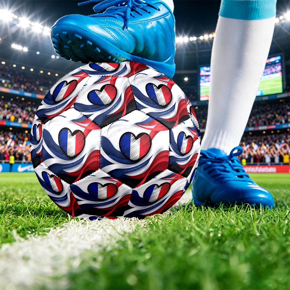 Pallone da Calcio Misura 5 Stampato France Football Resistente all'Usura Standard per Allenamento Adulti Regalo per Fan per Partite Sportive Indoor Outdoor