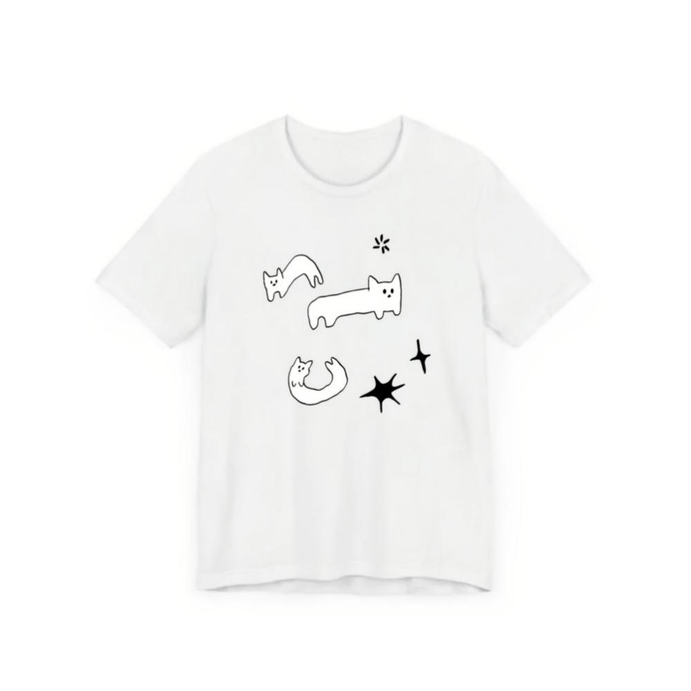 

Spring Summer Long Strip Kitten Cat Cartoon Print Short Sleeve T-Shirt Women s Clothing Clothes 3XL