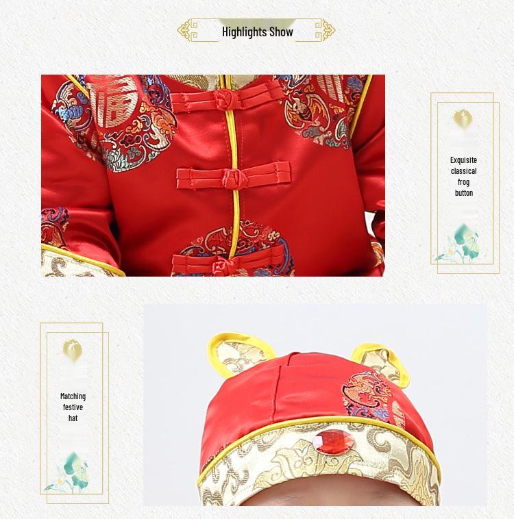 Infant/Toddler Tang Suit: Chinese-Style First Birthday Outfit for Spring/Autumn