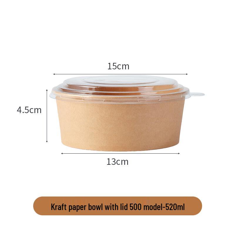 Shi Xun 500ml Round Kraft Paper Takeaway Bowls with Lids