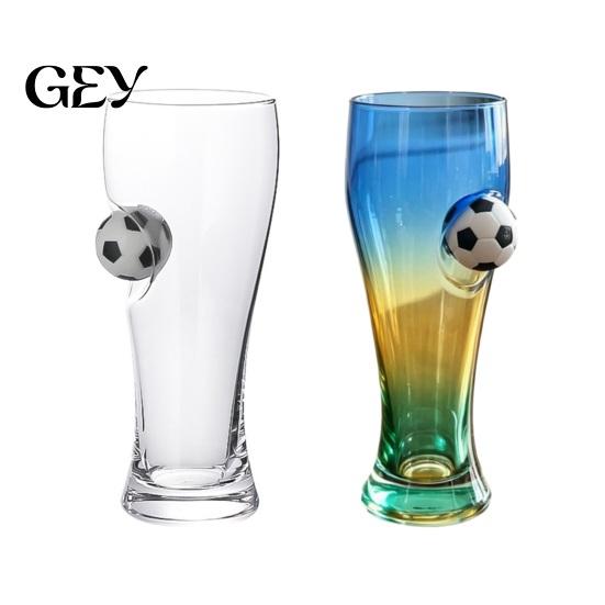 Large Capacity Wine Glass Soccer Beer Glass, 420ml Craft Pint Mug Sports Party Decoration with Football Decor, Pub Drinking Cup for Home Bar
