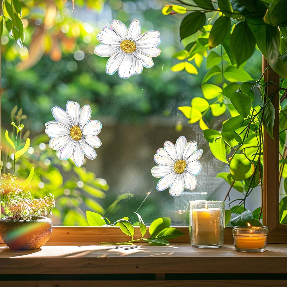 Painted Small Daisy Glass Doors and Windows Home Beautification and Decoration Anti-static Window Stickers