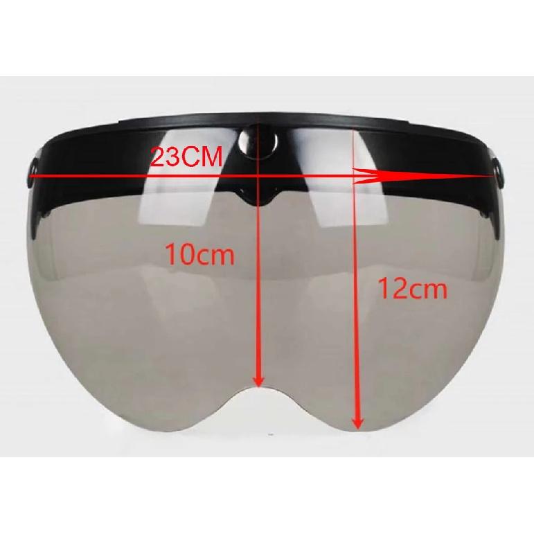 Universeller 3-Druckknopf-Visier für Motorrad-Offenhelm Windschutz Klapp-Auf-Ab-Linse Sonnenbrille Halbkopfhelm Visier Windschutz