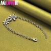 925 Sterling Silver White AAA Zircon Flowers Bracelet Jewelry