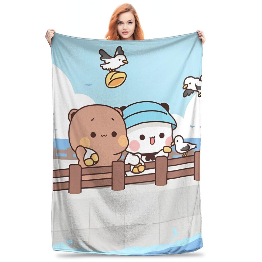 Bear Cartoon Cute Bubu Dudu Blankets Fleece Decoration Multi-function Super Soft Throw Blankets for Bed Outdoor Rug Piece