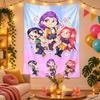Polyester Wall Tapestry with Kpop Demon Hunters Design, Decorative Hanging for Bedroom Living Room Dorm