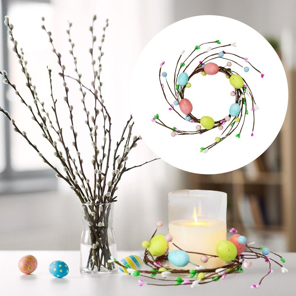 with Foam Eggs Colorful Easter Egg Flower Wreath Handmade 2025 Easter Artificial Egg Wreath Desktop Home Ornament
