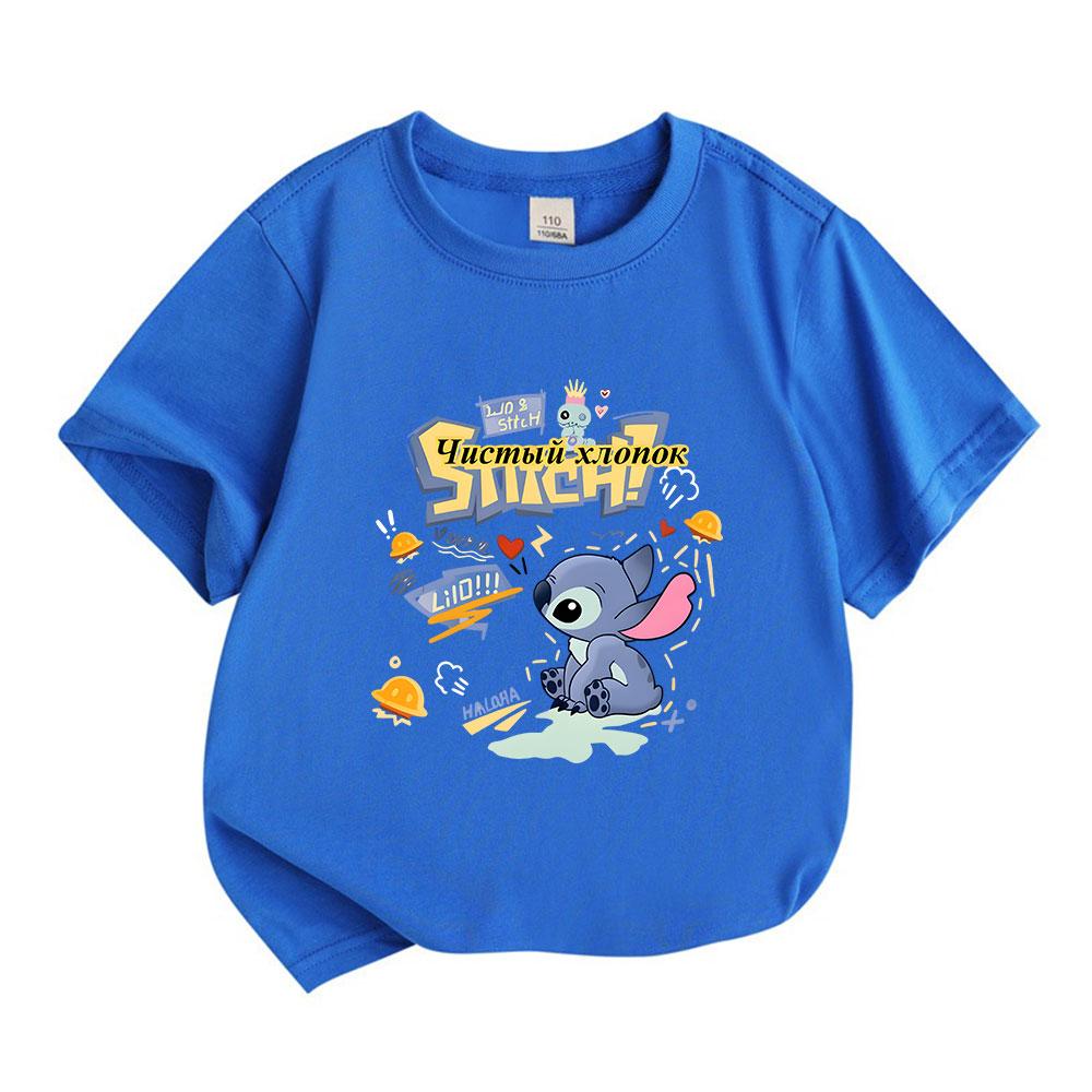 Kids Boys Girls 100% Cotton Crew Neck Short Sleeve T-Shirt Cute Cartoon Alien Print Casual Comfortable Summer Tee for Daily Wear Holiday Outdoor Activ
