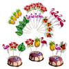 24Pcs Luau Cupcake Toppers Hawaiian Toothpicks With Flamingo Pineapple Palm Leaves Shape Picks Tropical Summer Beach Party Decor