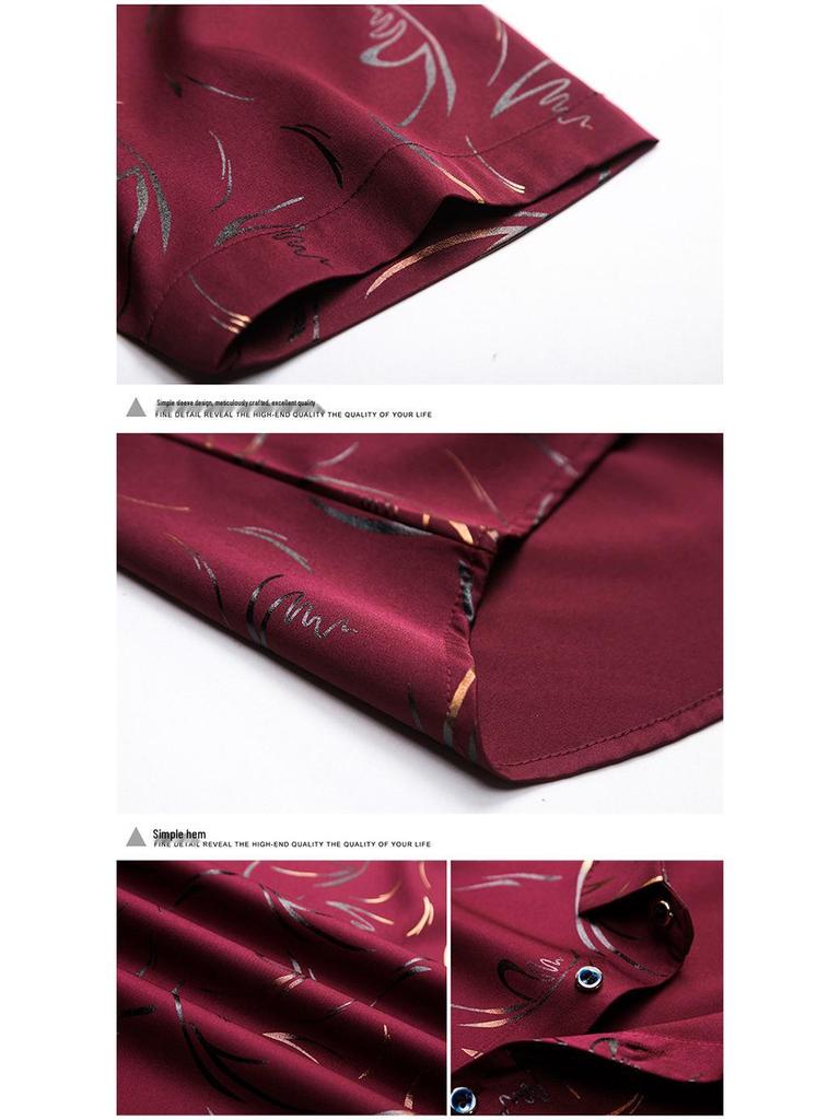 Herren Business Casual Bedrucktes Kurzarmhemd - Kentkragen, Trendige Mittelalterliche & Junge Stile