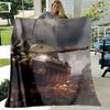 Tank Flannel Blanket Military Weapon Themed Blanket Hiking Picnic Blanket Boys Room Decorative Blanket