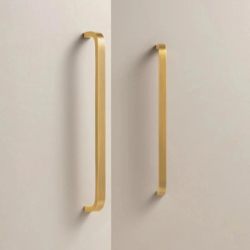 Italian Minimalist Solid Brass Furniture Handles Golden Handles for Wardrobe and Drawer Hardware Fitting Kitchen Cabinet Handles 2