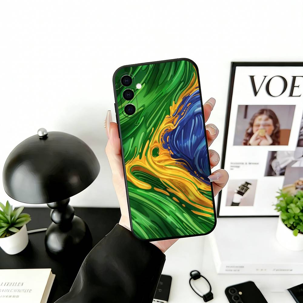 B-Brazil B-Brazilian Flag Phone Case For Samsung Galaxy A73,A72,A71,A70,A53,A52,A51,Soft Silicone Black Cover