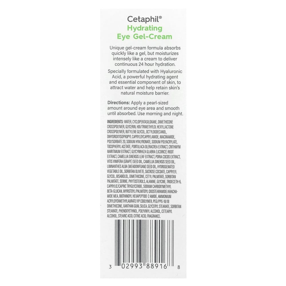 Cetaphil Hydrating Eye Gel Cream with Hyaluronic Acid, 14ml (0.5 Fl Oz)