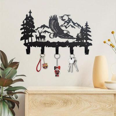 1 PC Metal Eagle Hook Wall Art Decor - Stylish Eagle Coat Hanger & Key Holder - Animal-Themed Wall Hook For Home Decoration