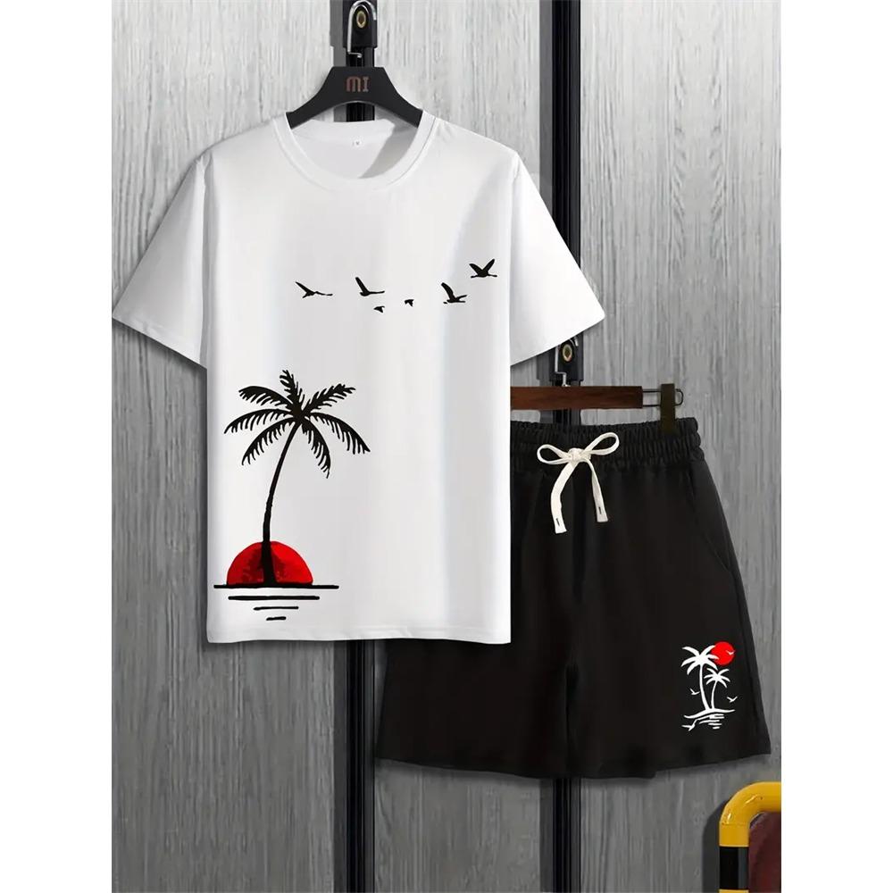 

Summer Men s Suit Sportswear Fashion Casual Short Sleeve Vacation Style Gradient Printing 6XL