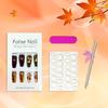 Fall Leaf Press on Nails Thanksgiving Pumpkin False Nails with Design Medium Square Artificial Stick on Nail Glossy Autumn Maple Leaves Acrylic Glue