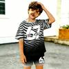 Zebra Gradient Color 67 Printed Kids T-shirt and Shorts 2 Piece Set Summer Casual Outfit for Boy's and Girl's Kids Clothing Top