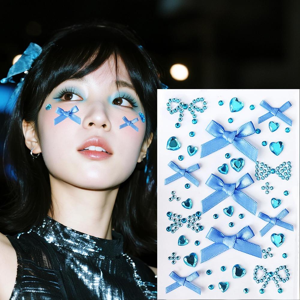 

Bowknot Face Gem Sticker Waterproof Face Tattoo Sticker 3D Rhinestone Sticker Kids Girls Tattoos