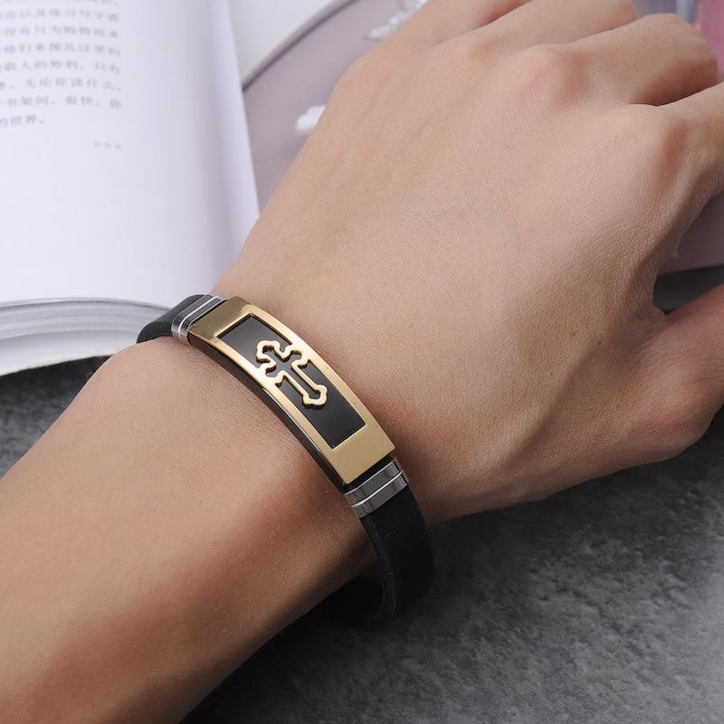 Cross Bracelet Silicone Men Bracelet Religious Amulet Accessories Party Jewelry Gift