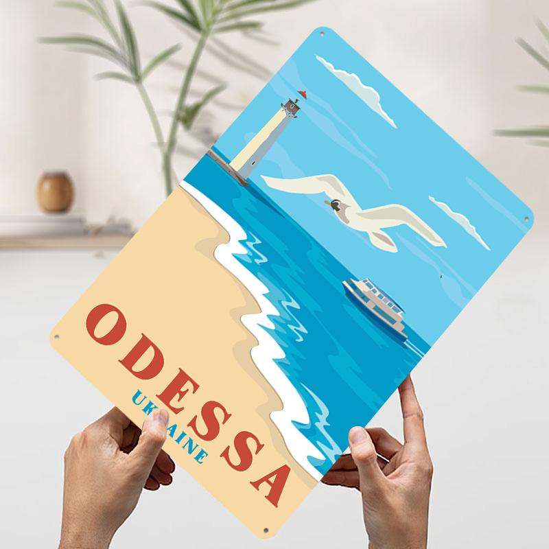 

Odessa Ukraine Travel Tin Plaque Poster Customized Wall Art Retro Vintage Metal Signs for Man Cave Bedroom Decoration Room Decor 7.9x11.8In(20x30cm)