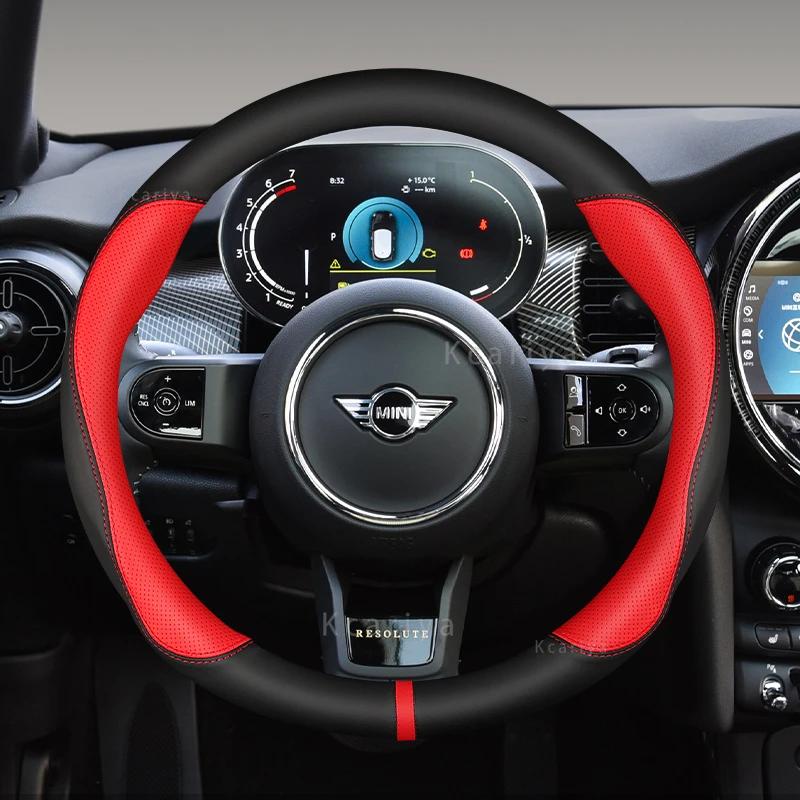 Car Steering Wheel Cover 38cm 15" Leather For MINI COOPER S JCW ONE F54 F55 F56 F60 R60 R61 Auto Accessories