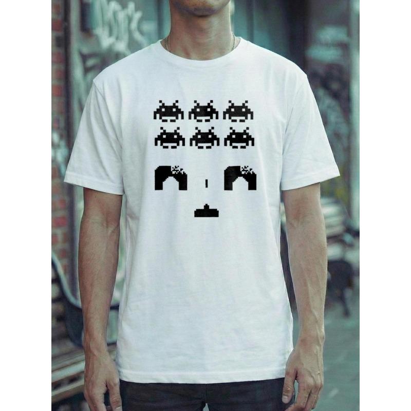 Space invaders T-Shirt, Gift For Him, Birthday Present, Funny Top, Cotton Regular Fit Tee