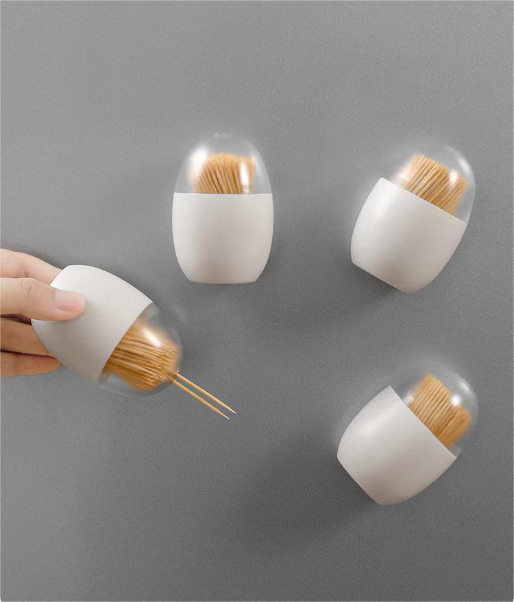 Magnetic Wall Toothpick Box Holder Combined with Cotton Swab Storage for Modern Lifestyle