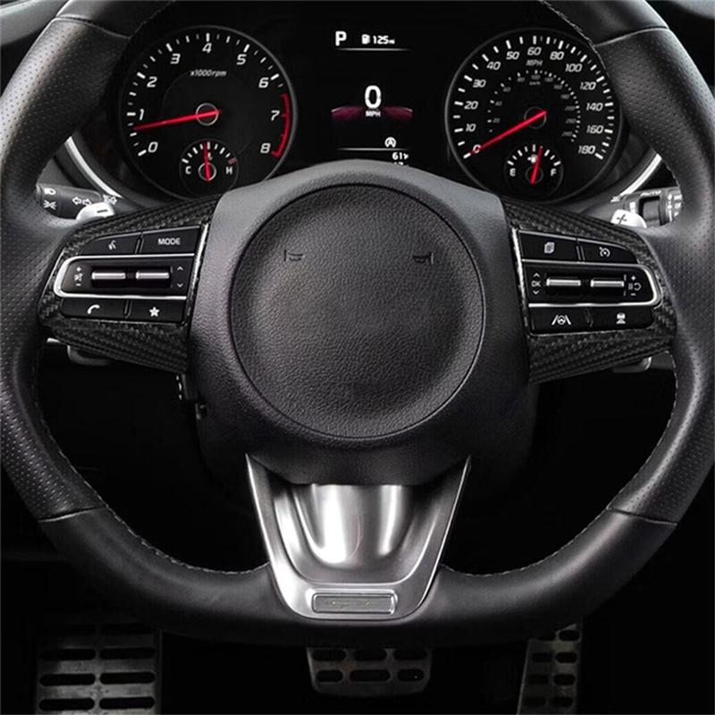 A87Q-Real Hard Carbon Fiber Sticker Steering Wheel Panel Trim for Kia Stinger 2018